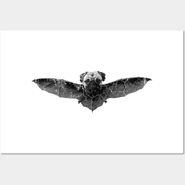 Pug Bat Scary Cute Wall Art by ClothedCircuit